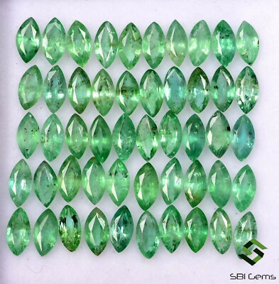 6.89 Cts Natural Emerald Marquise Cut 5x2.50 mm Lot 50 Pcs Untreated Gemstones