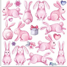 Violette Stickers Pink Bunnies Craft Planner Supply Scrapbook Easter Baby Shower