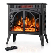 Electactic 24Inch Electric Fireplace Stove , Free-Standing Infrared Fireplace St