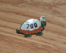 Green Orange  White Silver Tone Collectible 200 Turtle Souvenir Lapel Pin