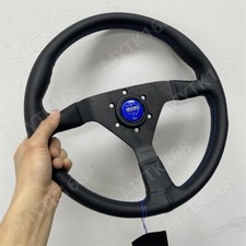 Momo Steering Wheel Blue Stitch Horn V2 Monte Carlo Dead 14inch Flat Leather Momo Steering Wheel Blue Stitch Horn V2 Monte Carlo Dead 14inch Flat Leather