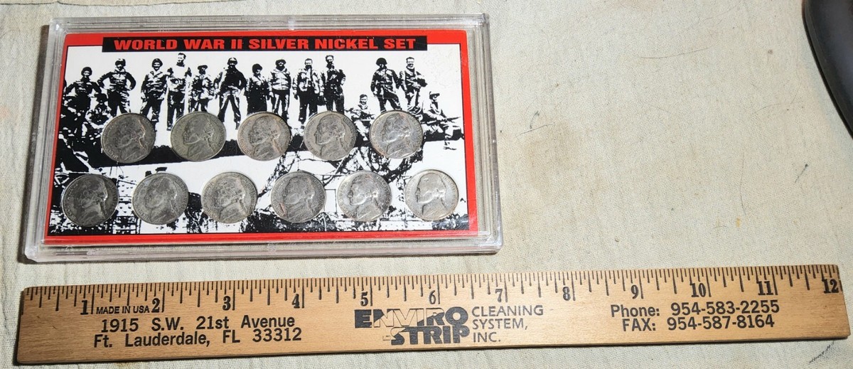 WORLD WAR II SILVER NICKEL SET OF (11) COINS WITH DATES 1942-1945
