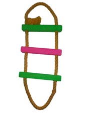 Pet Bird Parrot Cotton Rope Colorful Swing Ladder 3 flexible Steps Yellow