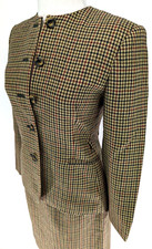 Vtg JONES NEW YORK Houndstooth 2pc Suit Set Skirt Blazer Jacket USA Size 2P EUC 