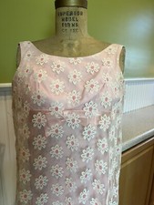 Vintage 1950 s-60 s Pink Formal Dress With Tooling Overlay