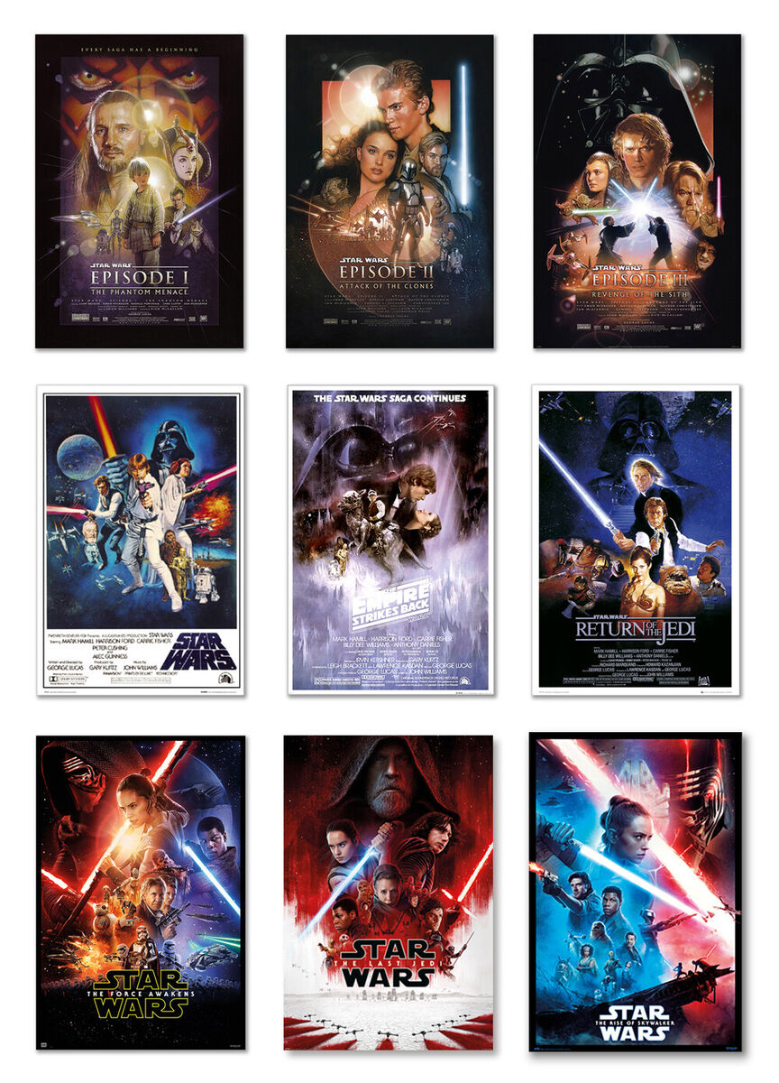 Star Wars Movie Poster Collection Bundle Set of 9 - 11X17 13X19 NEW USA