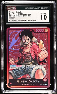 CGC 10 GEM MINT Japanese One Piece 2022 Monkey D. Luffy ST01-001