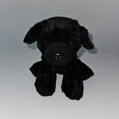 Wild Republic Solid Black Puppy Dog Bean Bag Plush 7'' Long Stuffed Toy 2016