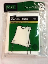 Men's Cotton Tzitzis, Tzitzit, round neck or v-neck, sizes 18-26, FREE SHIPPING