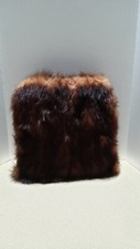 Vintage Genuine Real Fur Muff with Satin Lining  Zipper Pouch