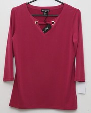 Jones New York 3/4 lenght sleeved top size small pink V neck tagged new