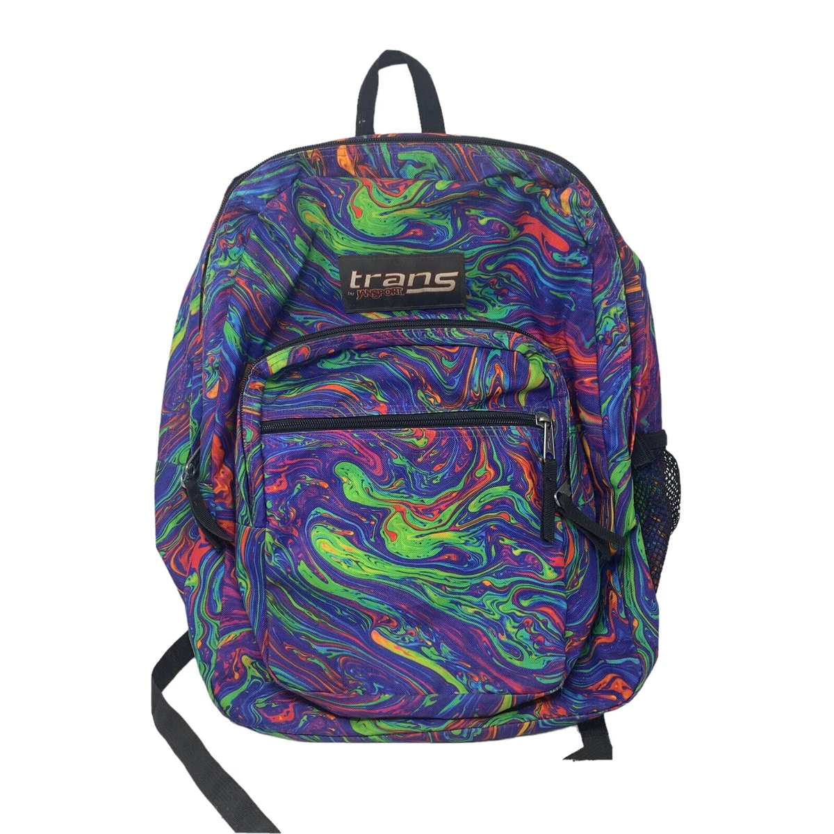 Jansport Trans 17 Backpack Supermax Acid Rainbow Paint Swirl Laptop Sleeve  READ | eBay