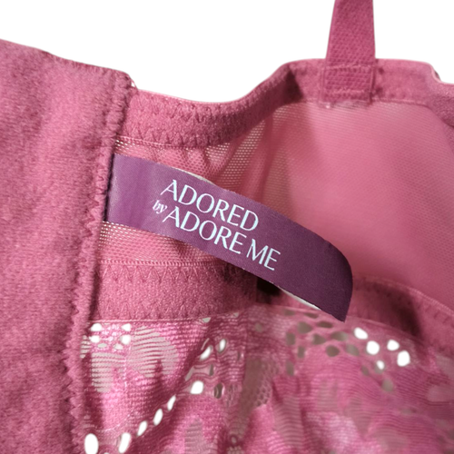 34DD Adored Adore Me Bra Payal LongLine Demi Cup Pink Lace - Picture 5 of 6