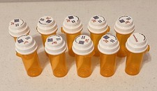 10 Assorted Sizes Empty No Labels Medicine Pill Bottles Safely Top