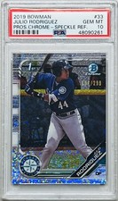 2019 BOWMAN CHROME JULIO RODRIGUEZ /299 1ST PROSPECT SPECKLE REFRACTOR #33 PSA10