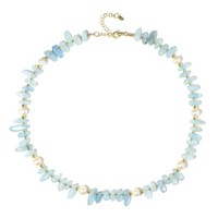 Cavill Aquamarin Halskette Silber 925 Sterlingsilber Perlen 4,10Ct Blau