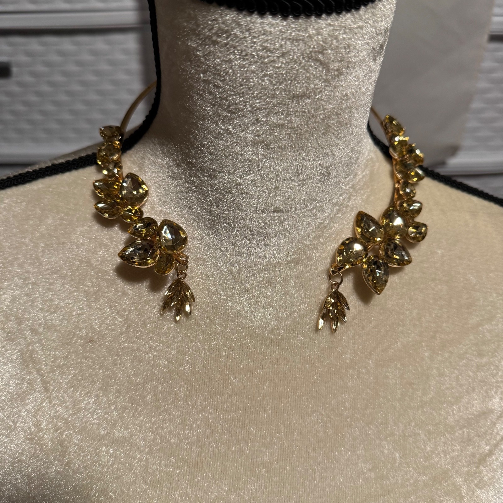 Fancy party evening Rhinstone Crystal Statement Choker Necklace