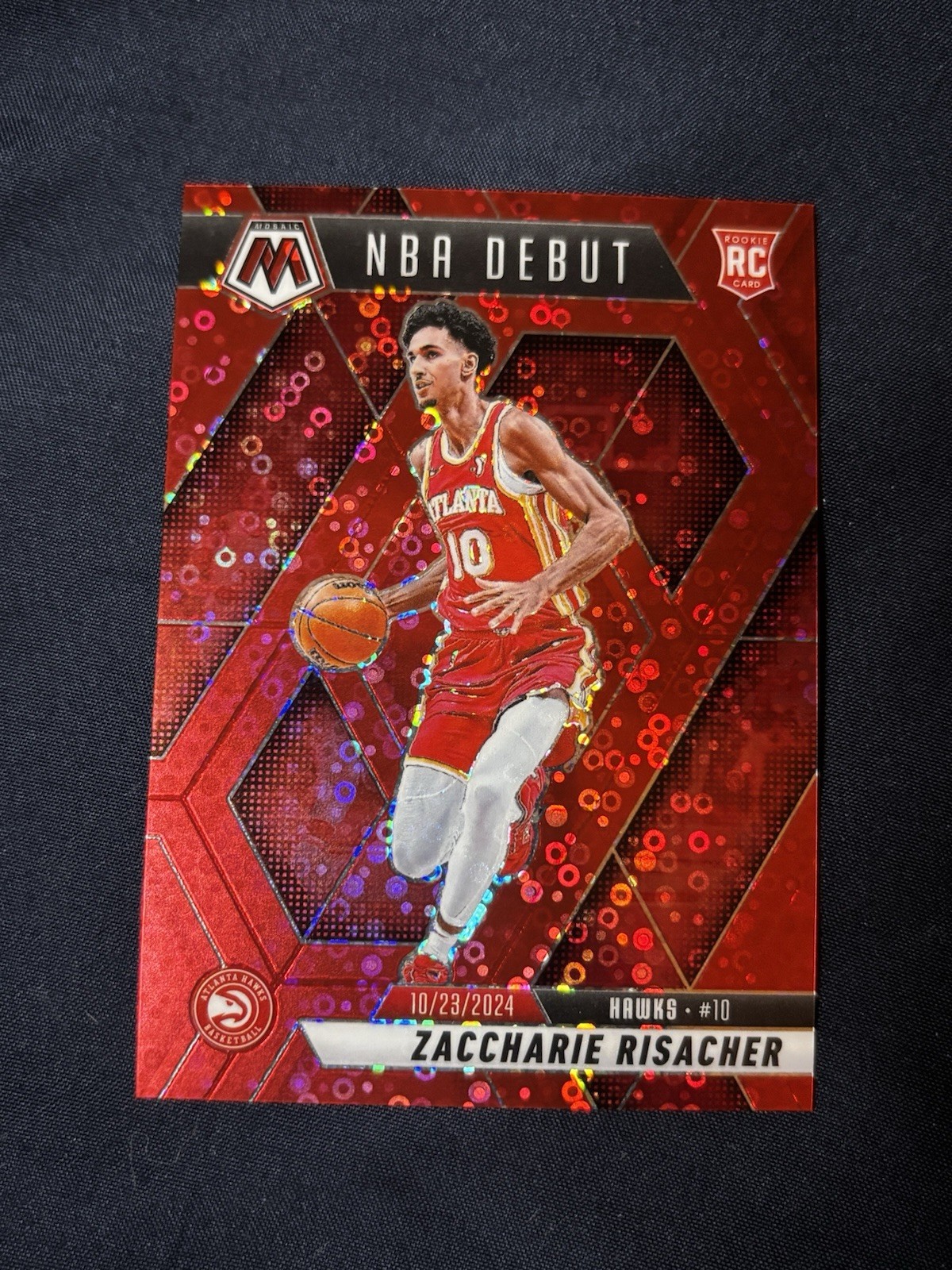 2024-25 Panini Mosaic #269 Zaccharie Risacher NBA Debut Red Disco /99