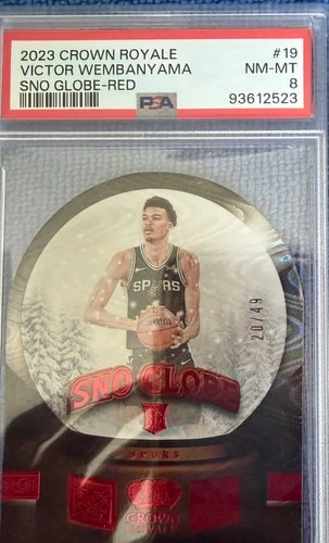 2023-24 Panini Crown Royale Victor Wembanyama #19 Red-Sno Globe  RC 20/49 PSA 8