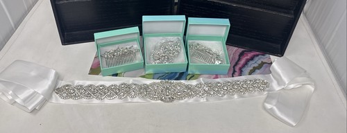 Ever Faith Bridal Hair Combs And Belt Lot