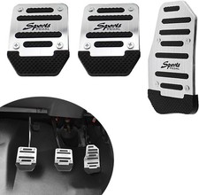 3-Piece Non-Slip Metal Striped Car Pedal Set for Accelerator and Color: Silver