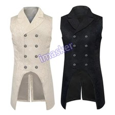 Men's Gothic Steampunk Camisole Dovetail Jacquard Brocade Double-breasted Vest