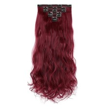 Clip in Hair Extensions 7PCS 24 Inch Long Wavy Curly Hairpieces Thick Weft Sy...