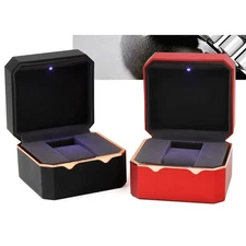 LED Light Single Watch Case Jewelry Display Storage Holder Gift Protective Box a