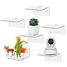 6 Pack Small Floating Shelves for Wall 4'' Acrylic Mini Shelf for Bedroom