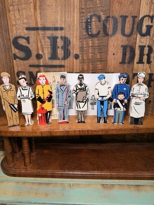 Vintage Guidecraft Wood Figues Toy 8 Community Workers With Box