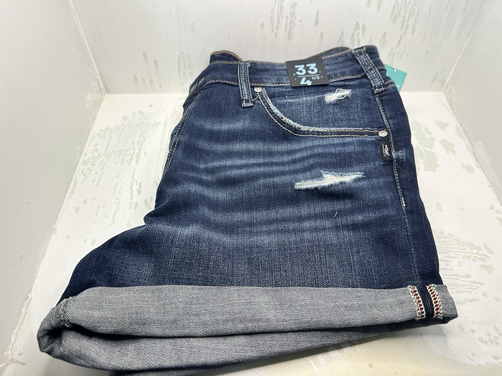 Silver Jeans Co Women's Mid Rise Luxe Stretch Boyfriend Shorts WR4 Indigo US:33