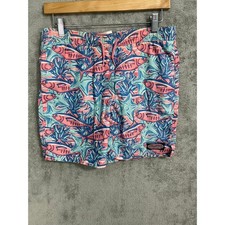 Vineyard Vines Swim Trunks Boys Size Medium 12-14 Pink Blue Fish Beachy