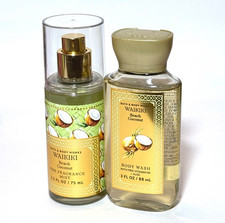 Bath Body Works WAIKIKI BEACH COCONUT Mini Mist Shower Gel NEW Lot of 2