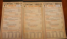 Lot of 3 Vintage Contract Bridge Score Pads No. 198 Game Scoring Sheets