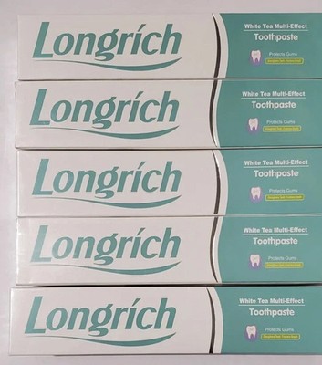 LONGRICH Toothpaste,WHITETEA,FLUORIDE FREE,DEEP CLEANING 5 Pack Family Size 200g
