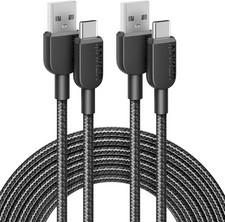 Anker USB A to C Cable, Charger Cord 2 Pack, 10FT , for 10ft, Black