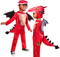 Rubies Kinder Deluxe Gruseliges Drachen KostüM Rot 2-8 Jahre