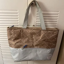 Whole Foods Market Keep Cool Insulated Zip Top Large Cooler Bag Baby Blue/Tan