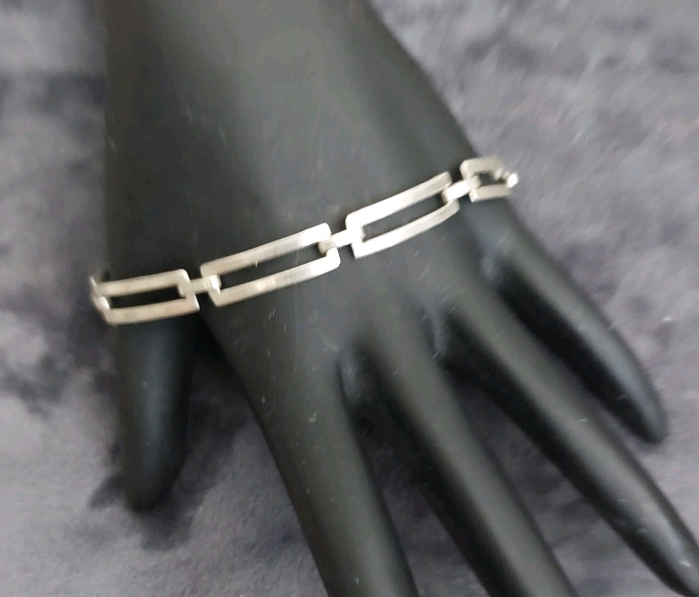 VTG Sterling Silver Geometric Rectangular Link Br… - image 1