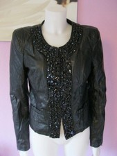 Jacke Kunstleder Strass Zebra Schwarz 38