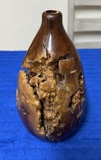 Vintage Turned Burl Wood Vase 10 Inches Tall