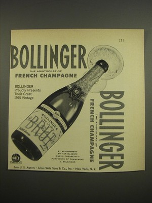 1961 Bollinger Champagne Advertisement - Bollinger proudly presents