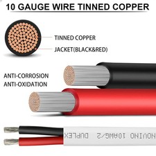 10 Gauge Marine Wire,10 AWG 30ft Duplex Marine Grade Wire Tinned Copper Oxyge...