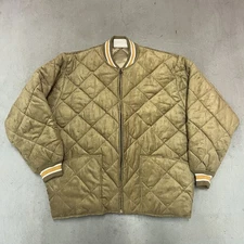 Vintage Y2K Source Jeans Quilted Bomber Jacket Size XXL Tan Hip Hop