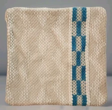 West ELM Multi Tone Neutral Chunky Cotton Wool Pillow Cover 20"x20" Blue Texture