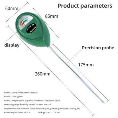 Moisture meter for plants and soil .