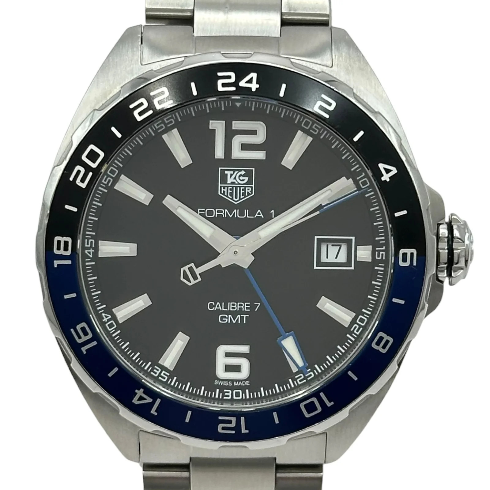 Tag Heuer Formula 1 Caliber 7 GMT Waz211a.ba0875 Black SS Automatic Mens Used