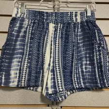 New Dizzy Lizzy Multi Blue Tie Dyed Shorts Pockets Size Small NWTS