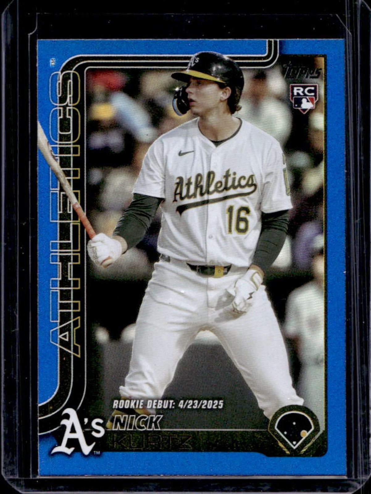 2025 Topps Update Nick Kurtz RC Blue Rainbow Foil Rookie Debut #/150 Athletics