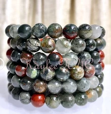 Wholesale 6 Pcs Natural African BloodStone 8mm 7.5” Stretch Bracelet Crystal